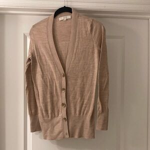 LOFT Tan Cardigan Sweater V-Neck
